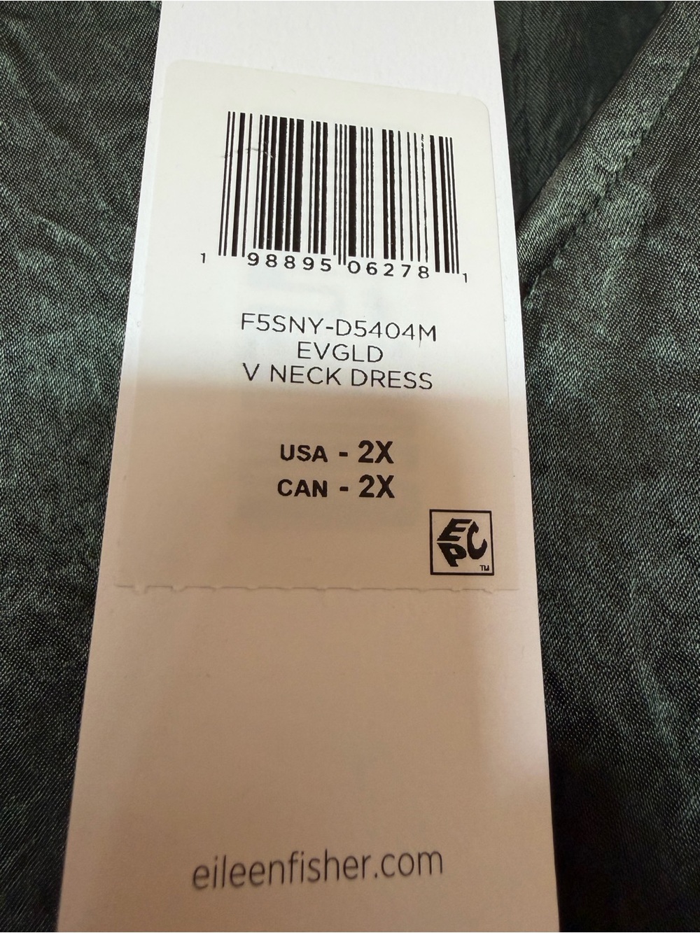 Eileen Fisher Olive Green V-Neck Satin Maxi Dress - Picture 2 of 7
